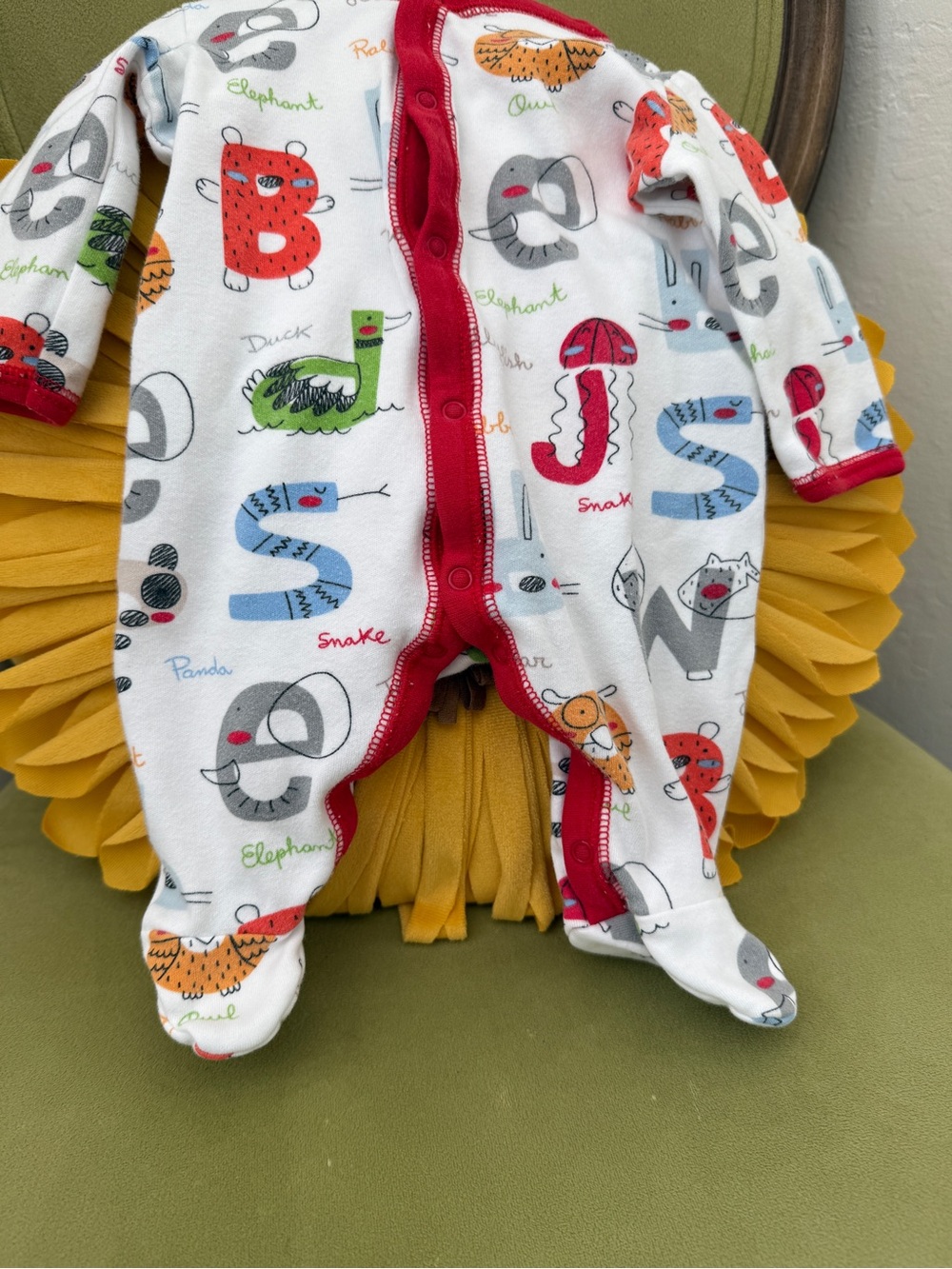 First Day of School Print Footed Coverall  by Koala Baby Sz 3 Mo. White
